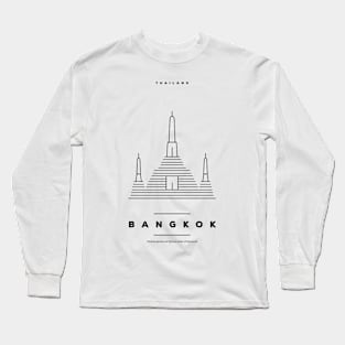 Bangkok Minimal Black Line Design Long Sleeve T-Shirt